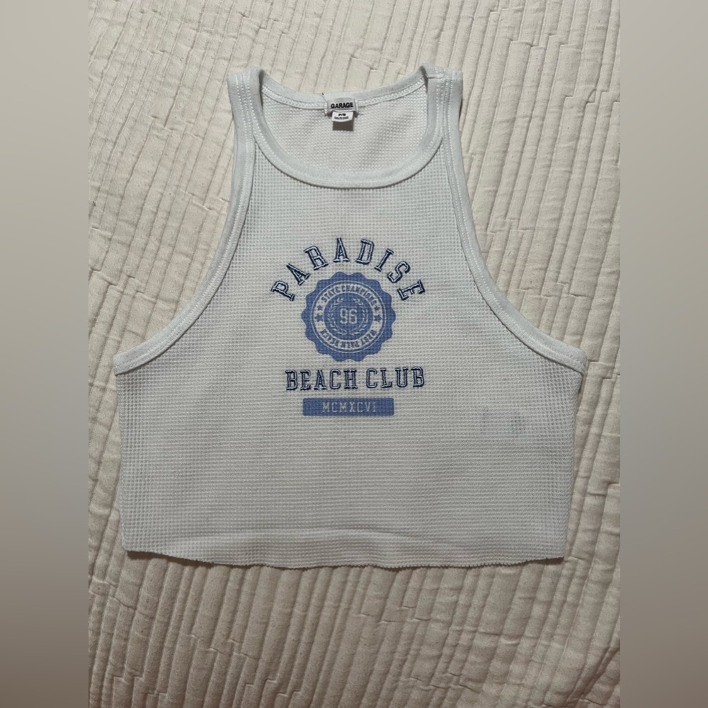 Garage Paradise Beach Club Waffle Tank Top